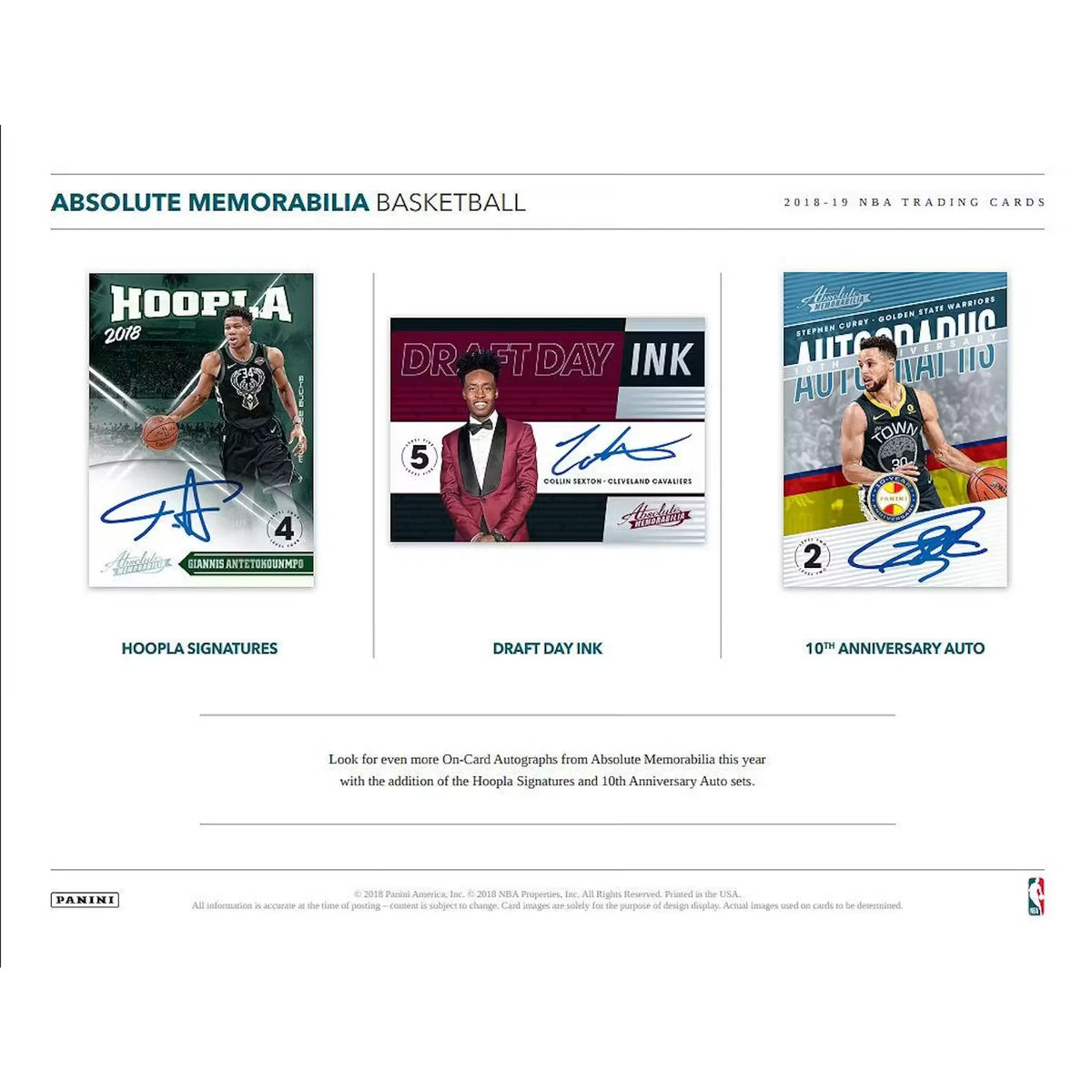2018-19 Panini Absolute Memorabilia Basketball Hobby Box (Ships Sealed Only)