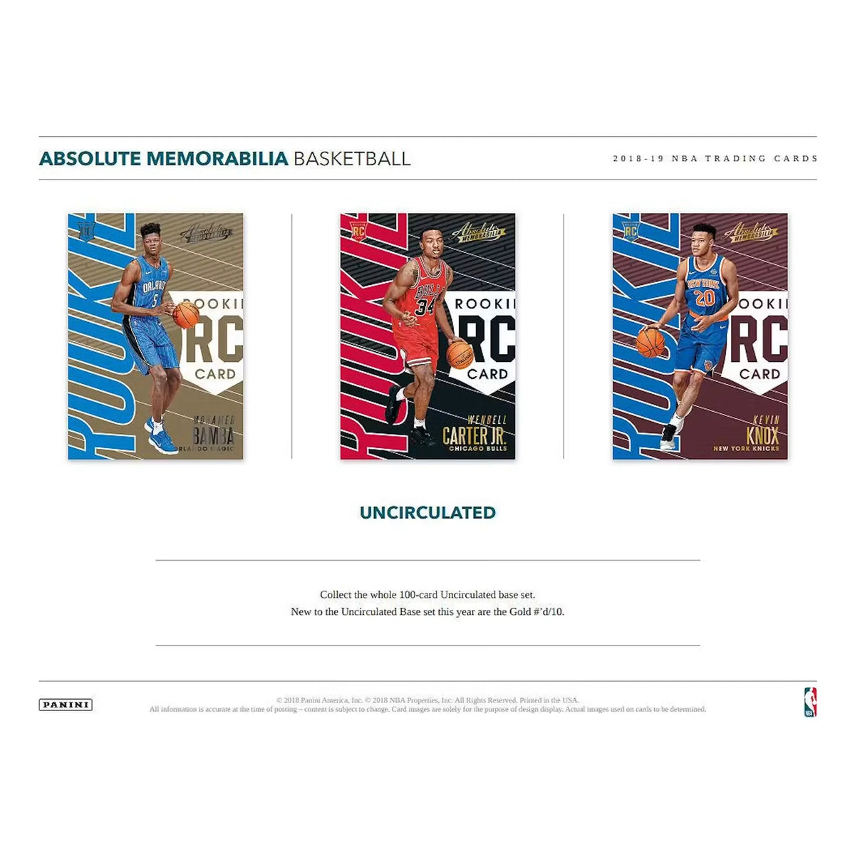 2018-19 Panini Absolute Memorabilia Basketball Hobby Box (Ships Sealed Only)