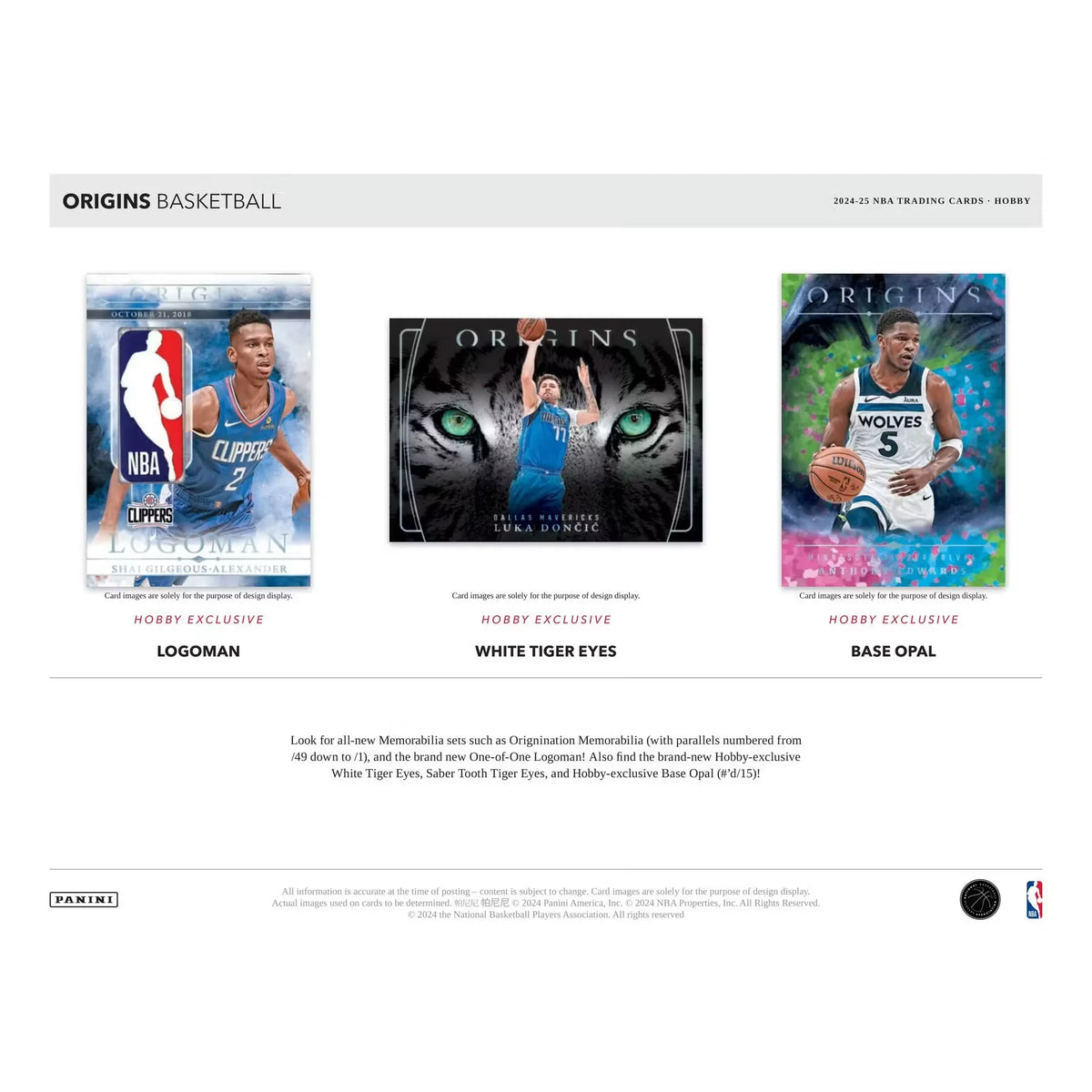 2024-25 Panini Origins Basketball Hobby Box (Ships Sealed Only) - D