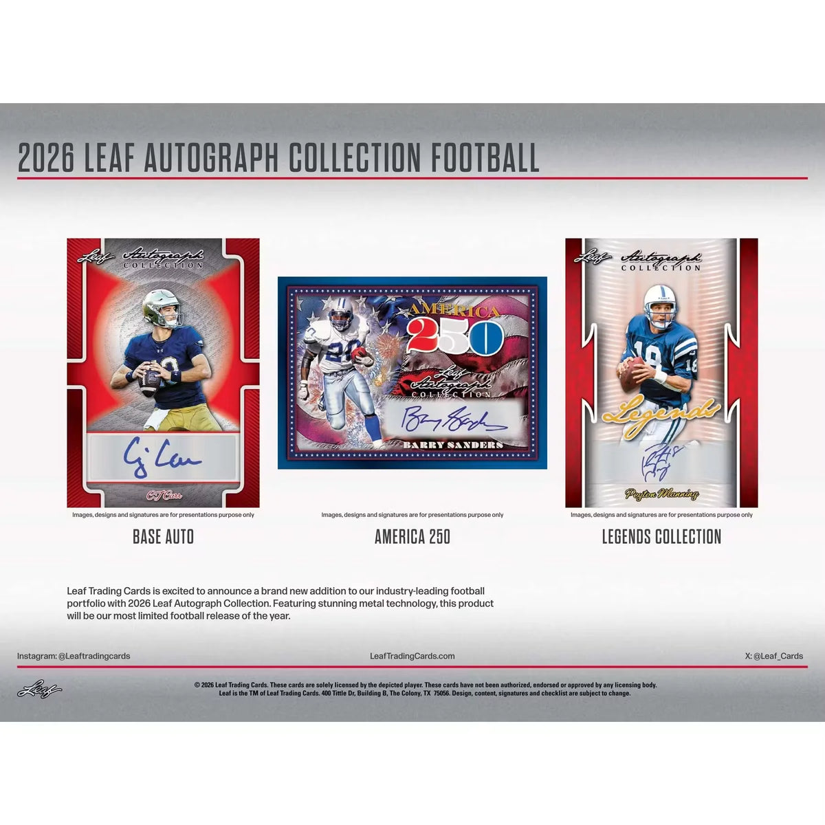 2026 Leaf Autograph Collection Football Hobby Jumbo 8-Box Case | Presell | P4298180
