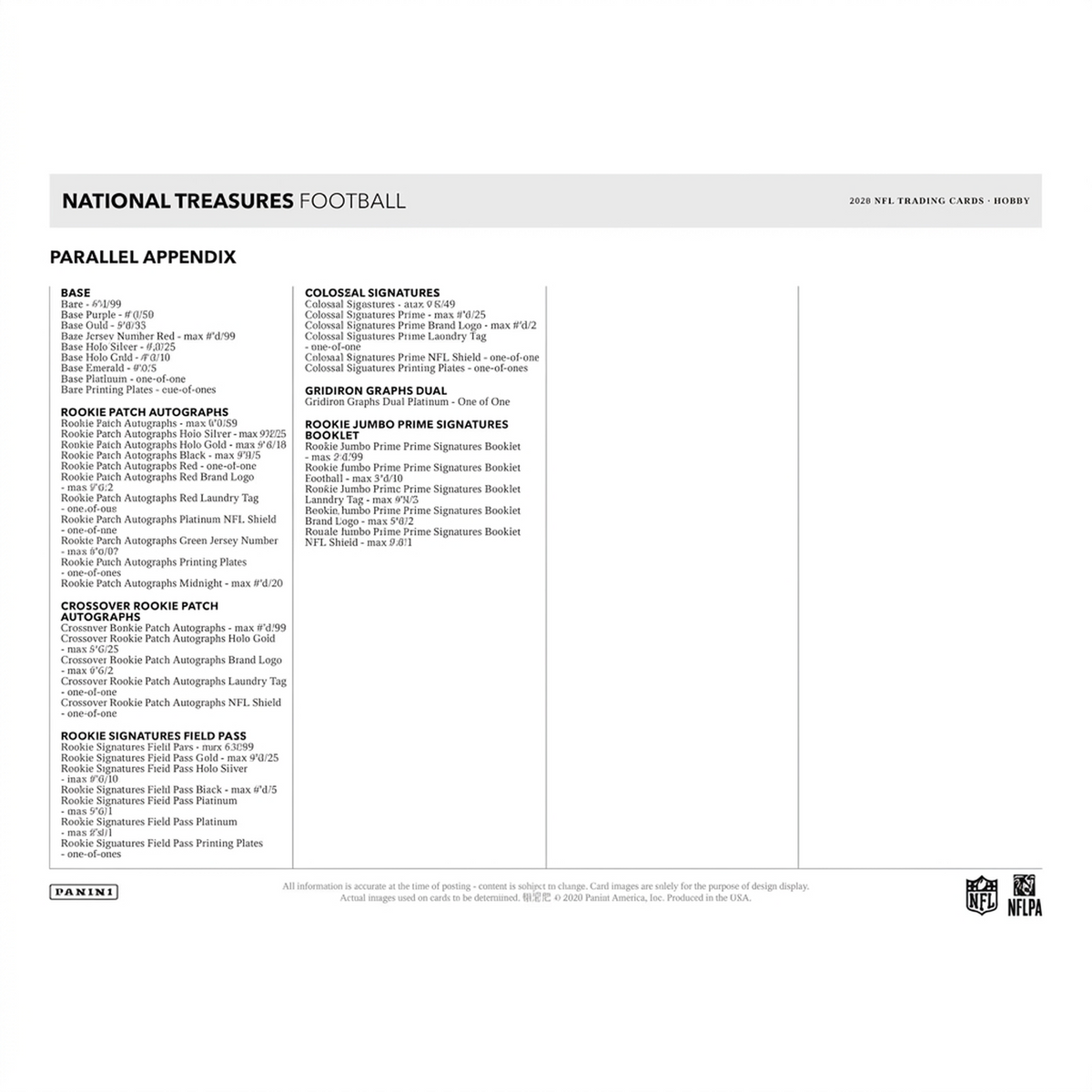 2020 Panini National Treasures Football Hobby 4-Box Case - D | P4301827