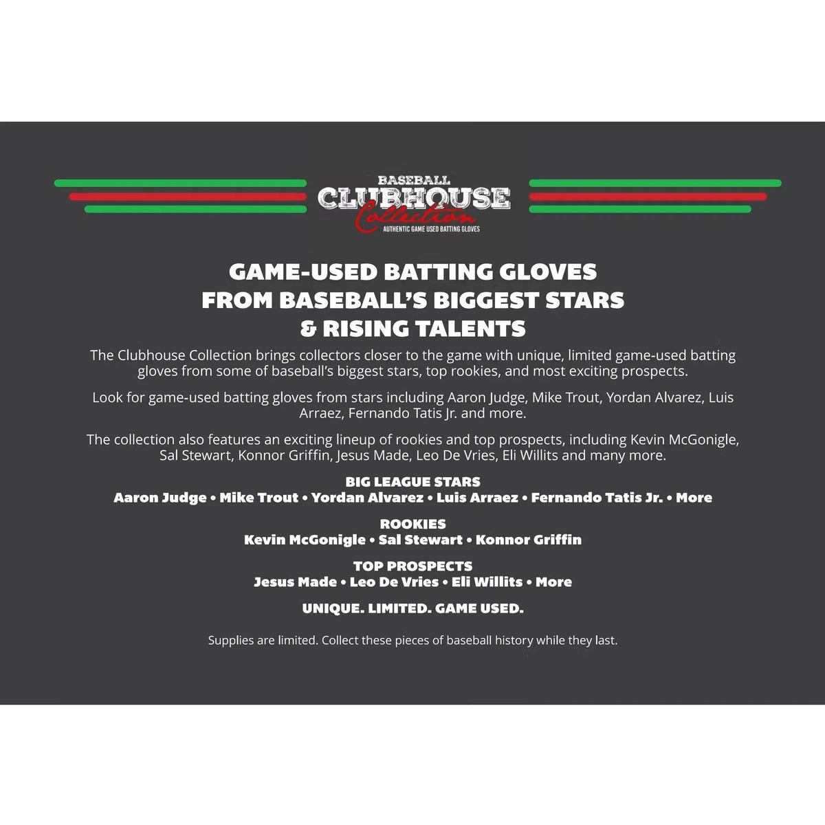 2026 Onyx Clubhouse Collection Baseball Game Used Batting Glove Hobby Box | P5537317