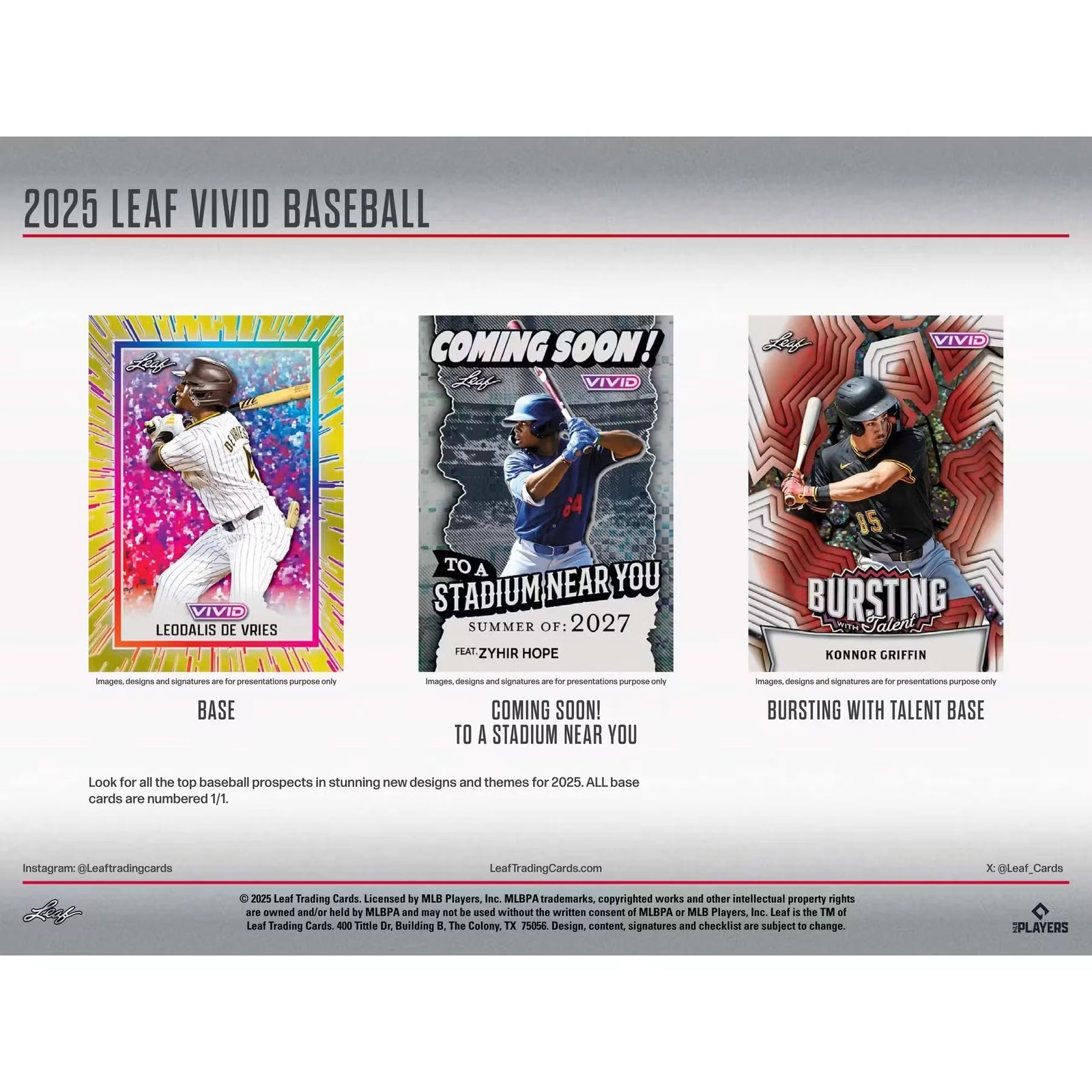 2025 Leaf Vivid Baseball Hobby Box | 7 Autographs Per Box (Ships Sealed Only)
