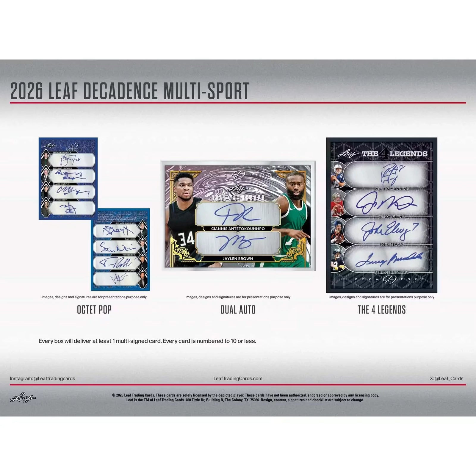 2026 Leaf Decadence Multisport Hobby 3-Box Case | Presell (Ships Sealed Only)