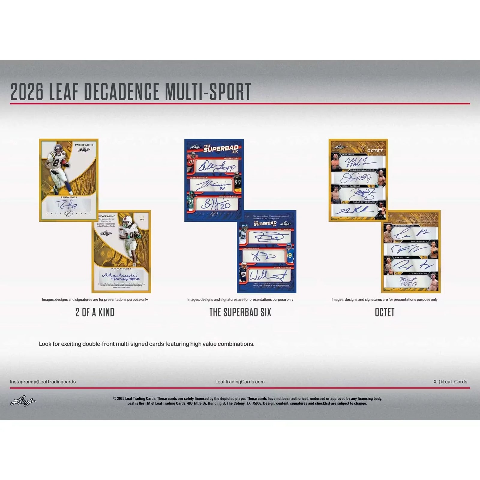 2026 Leaf Decadence Multisport Hobby 3-Box Case | Presell (Ships Sealed Only)