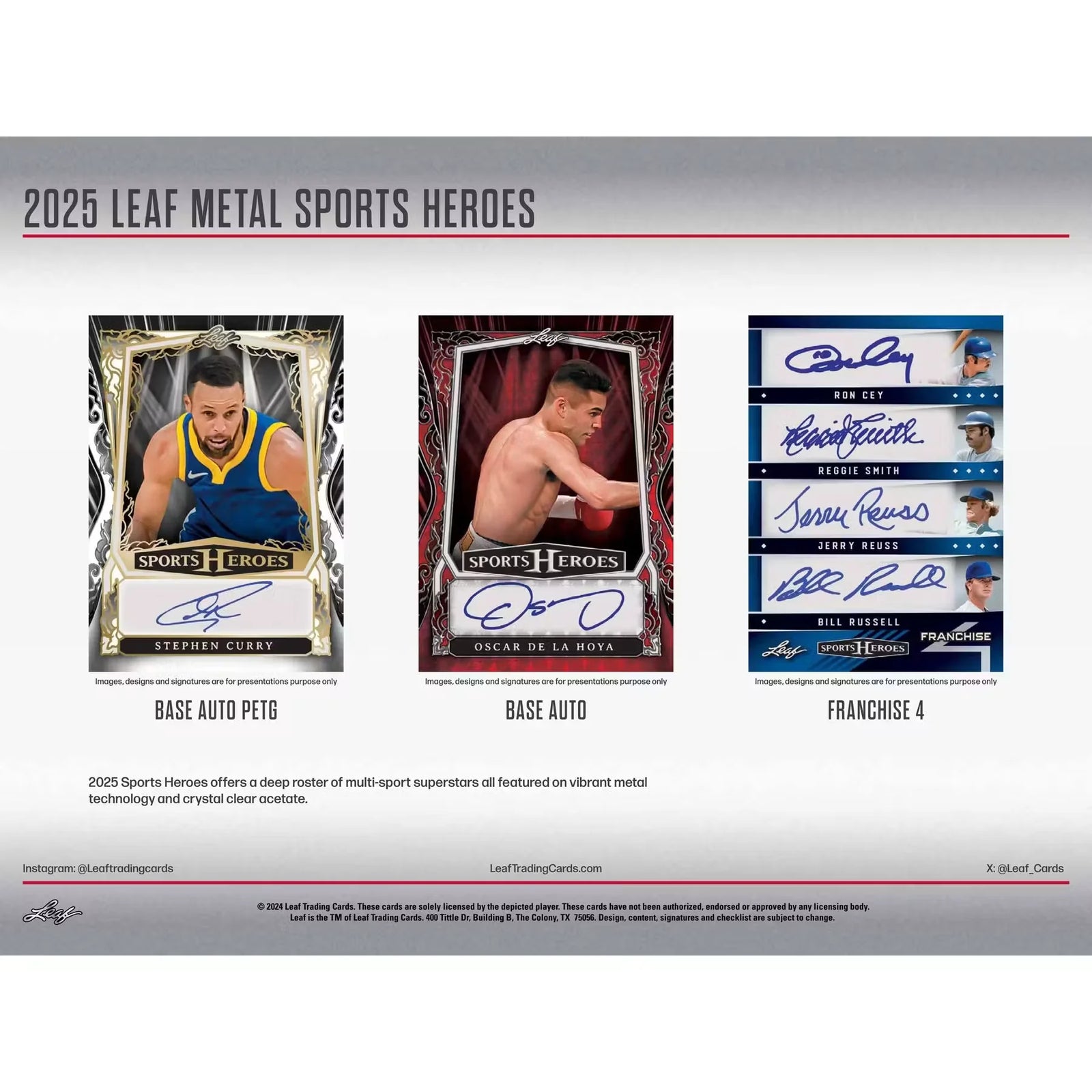 2025 Leaf Metal Sports Heroes Hobby Box | 3 Autographs (Ships Sealed Only)
