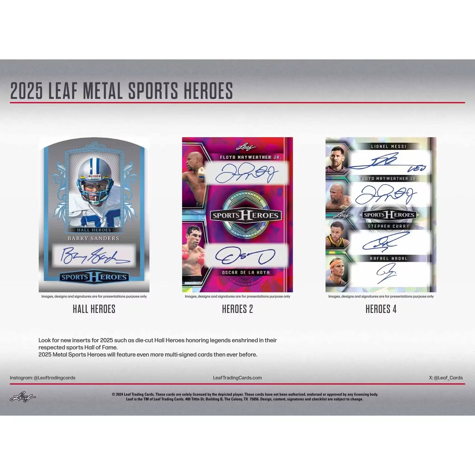 2025 Leaf Metal Sports Heroes Hobby Box | 3 Autographs (Ships Sealed Only)