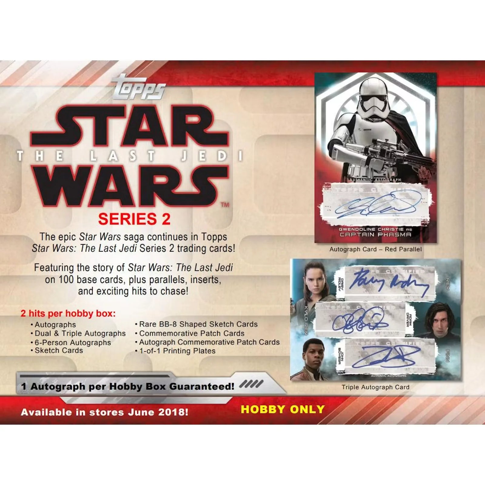 2018 Topps Star Wars The Last Jedi Series 2 Hobby Box | Two Hits Per Box (Ships Sealed Only)