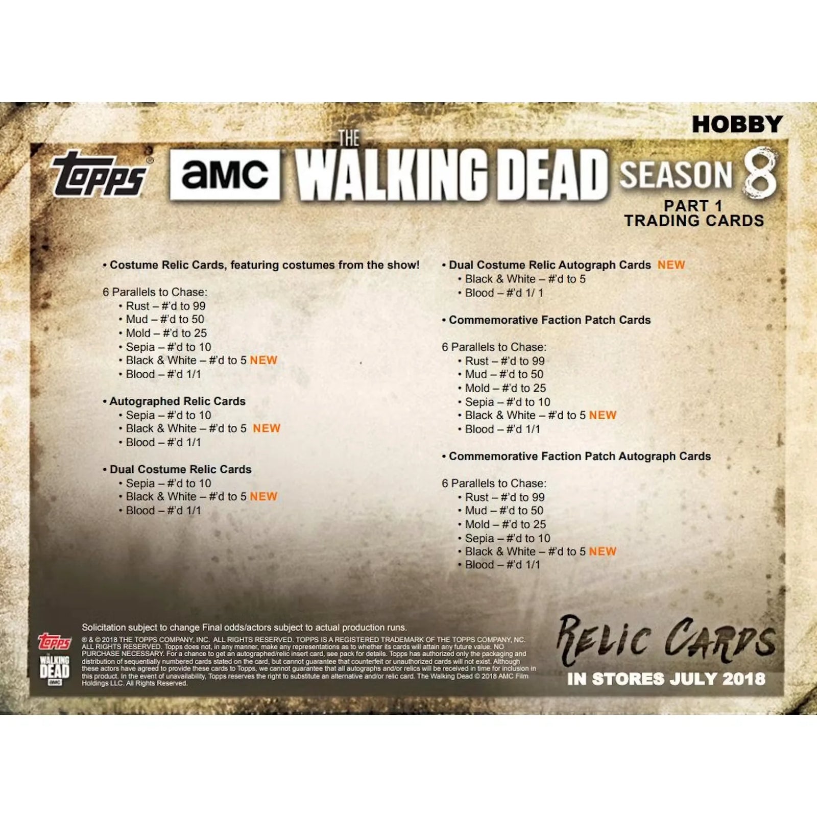 The Walking Dead Season 8 Part 1 Hobby Box | 2018 Topps (Ships Sealed Only)