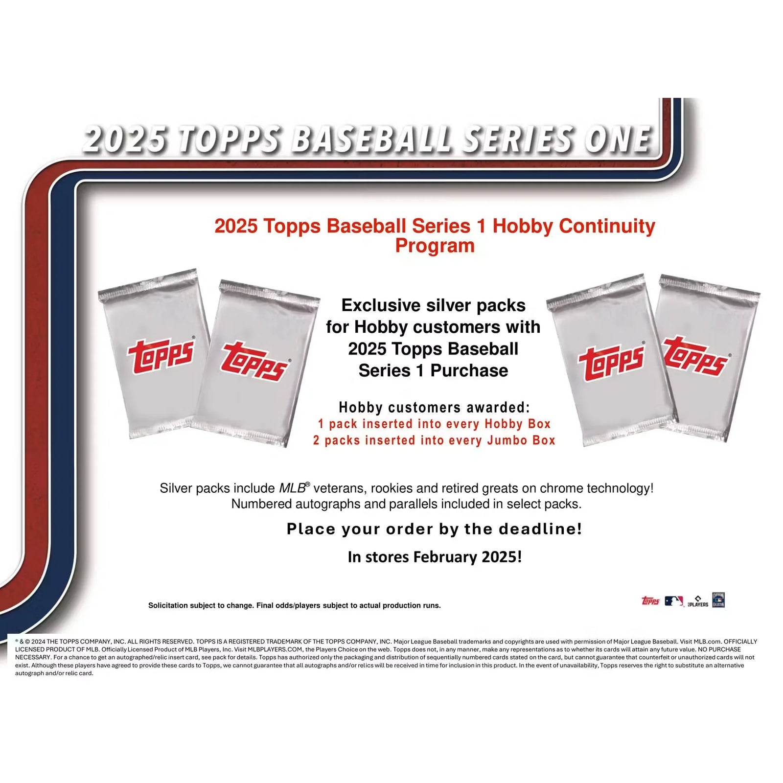 2025 Topps Series 1 Baseball Hobby Jumbo Box | 3 Hits Per Box (Ships Sealed Only)