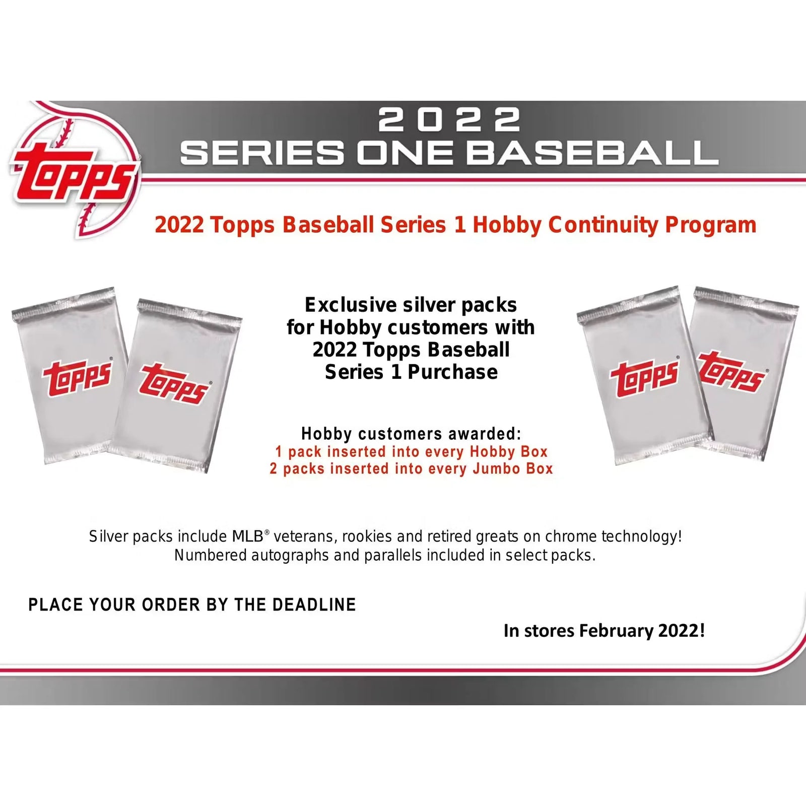 2022 Topps Series 1 Baseball Hobby Jumbo 6-Box Case (Ships Sealed Only)