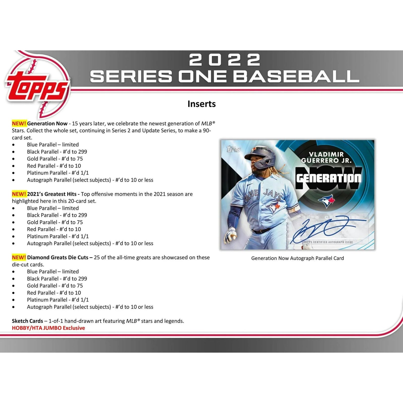 2022 Topps Series 1 Baseball Hobby Jumbo Box | 10 Packs, 3 Hits (Ships Sealed Only)