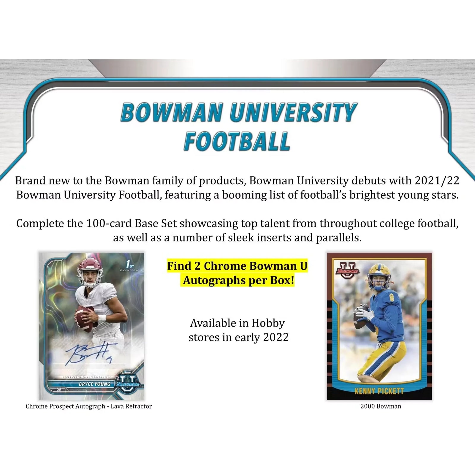 2022 Bowman University Football Hobby 12-Box Case (Ships Sealed Only) - D