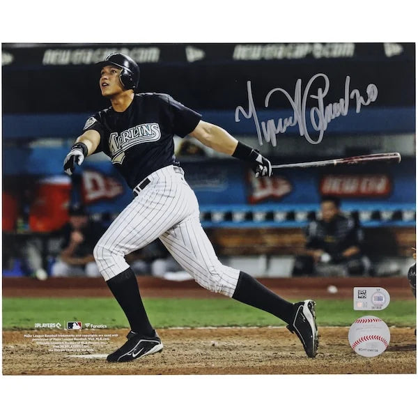 Miguel Cabrera Signed 2003 World Series Hit Photograph | Florida Marlins