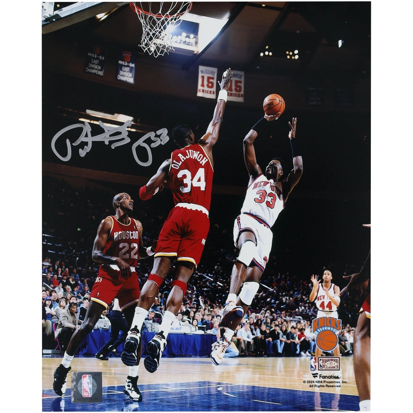 Patrick Ewing Signed 8 x 10 Fadeaway Photo | Knicks vs. Rockets