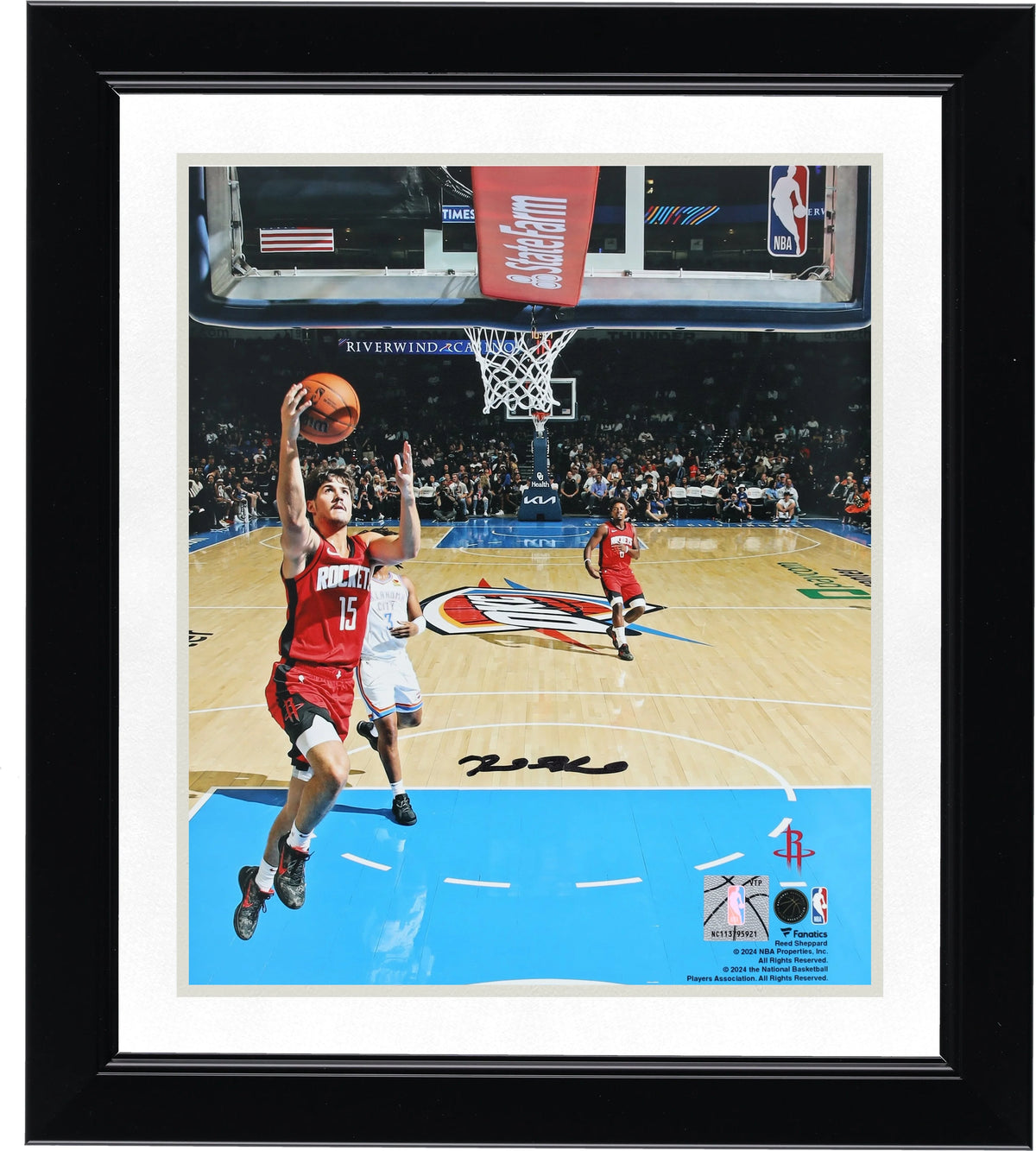Reed Sheppard Signed Houston Rockets 8 x 10 Photograph | Thunder Layup