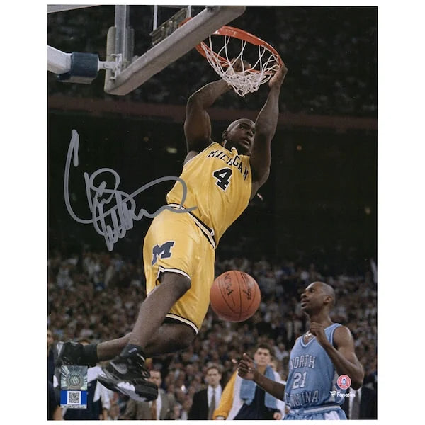 Chris Webber Signed 8 x 10 Photograph | Michigan Wolverines Dunk vs. UNC