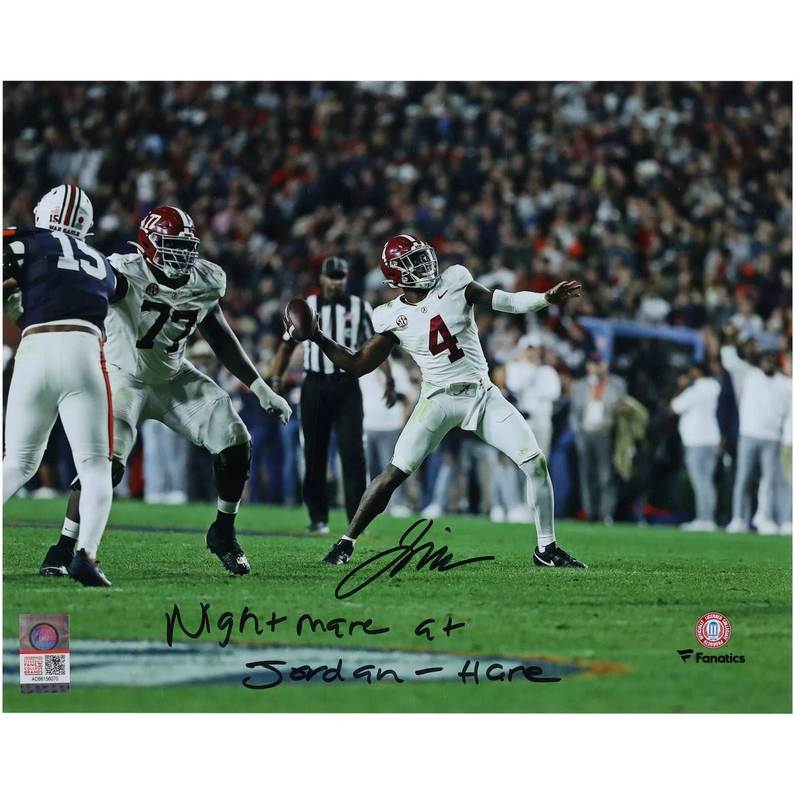 Jalen Milroe Signed Alabama 8 x 10 Photo | Nightmare at Jordan-Hare