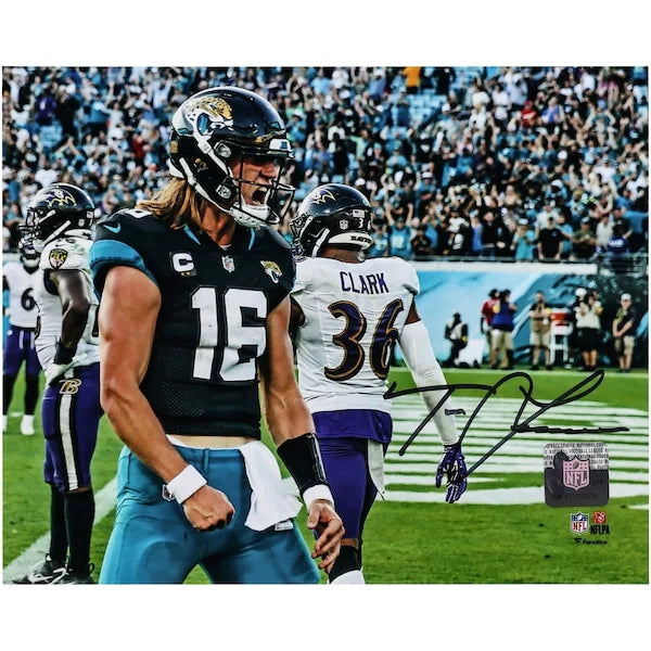 Trevor Lawrence Signed 8 x 10 In the Rain Photograph | Jacksonville Jaguars