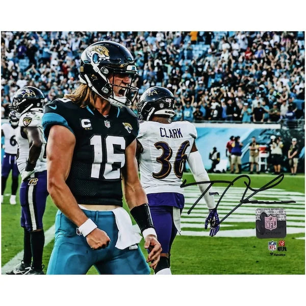 Trevor Lawrence Signed 8 x 10 In the Rain Photograph | Jacksonville Jaguars
