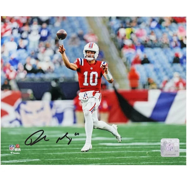 Drake Maye Signed New England Patriots 8 x 10 Photograph | Red Jersey