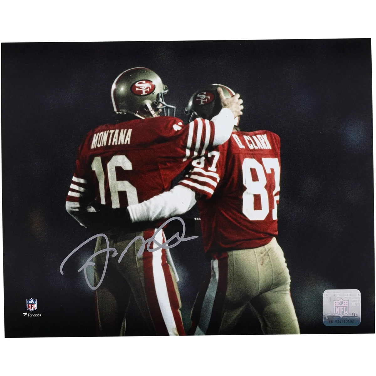 Joe Montana Signed 8 x 10 Photo with Dwight Clark | 49ers