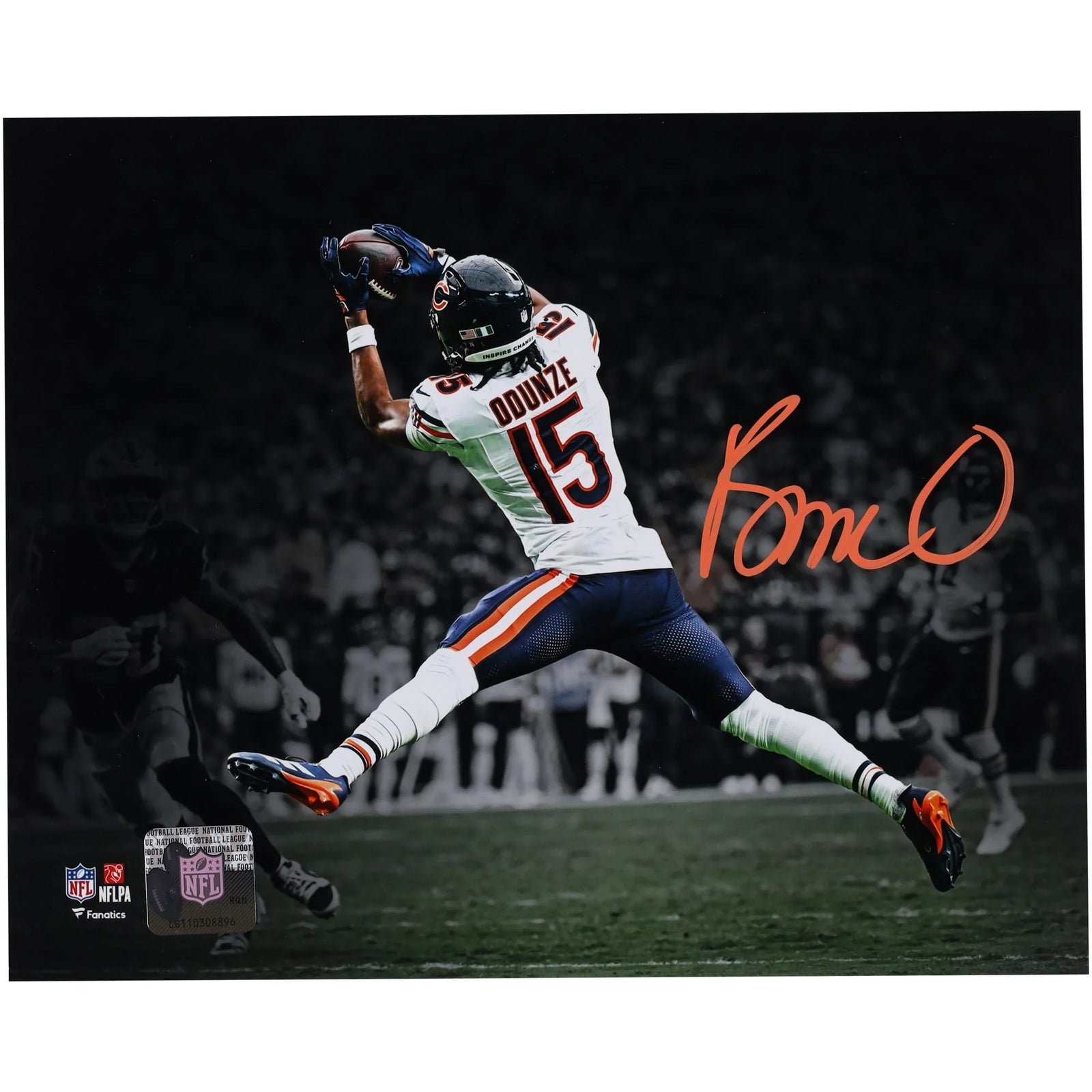 Rome Odunze Signed 8 x 10 Leaping Catch Photo | Chicago Bears