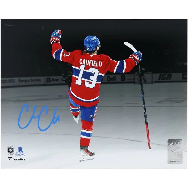 Cole Caufield Signed 8 x 10 Photograph | Montreal Canadiens Red Jersey