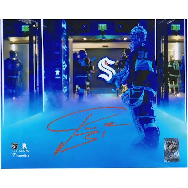 Philipp Grubauer Signed Seattle Kraken 8 x 10 Photograph | Pregame Tunnel