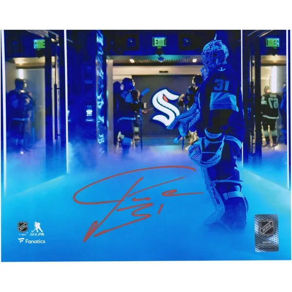 Philipp Grubauer Signed Seattle Kraken 8 x 10 Photograph | Pregame Tunnel