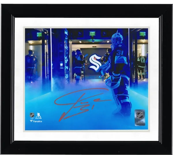 Philipp Grubauer Signed Seattle Kraken 8 x 10 Photograph | Pregame Tunnel