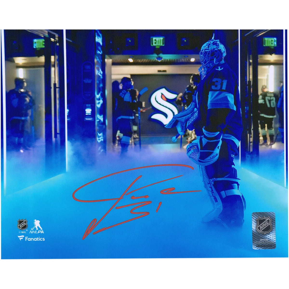 Philipp Grubauer Signed Seattle Kraken 8 x 10 Photograph | Pregame Tunnel