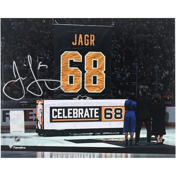 Jaromir Jagr Signed Pittsburgh Penguins 8 x 10 Photo | Jersey Retirement Night