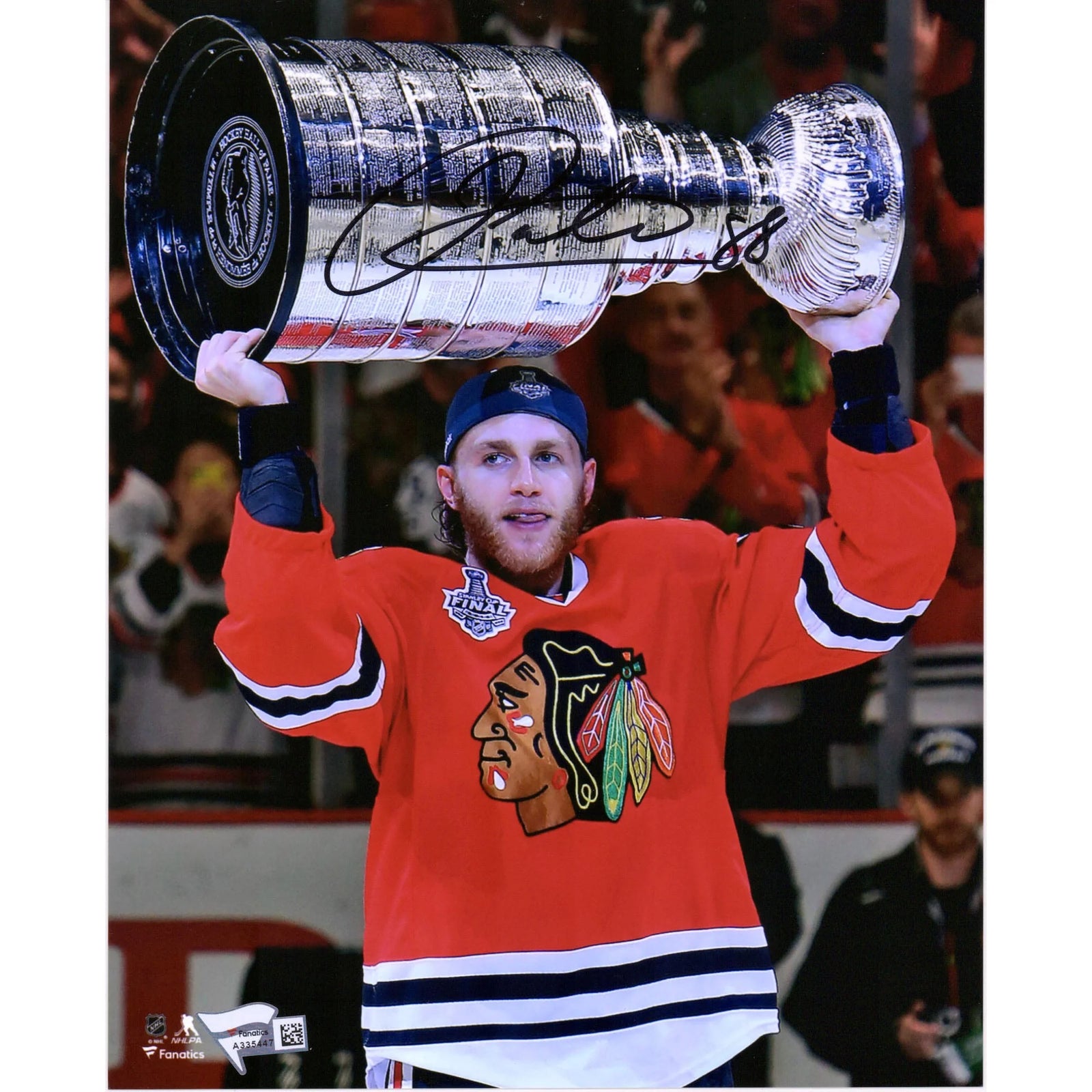Patrick Kane Signed 8 x 10 Raising Cup Photograph | Chicago Blackhawks