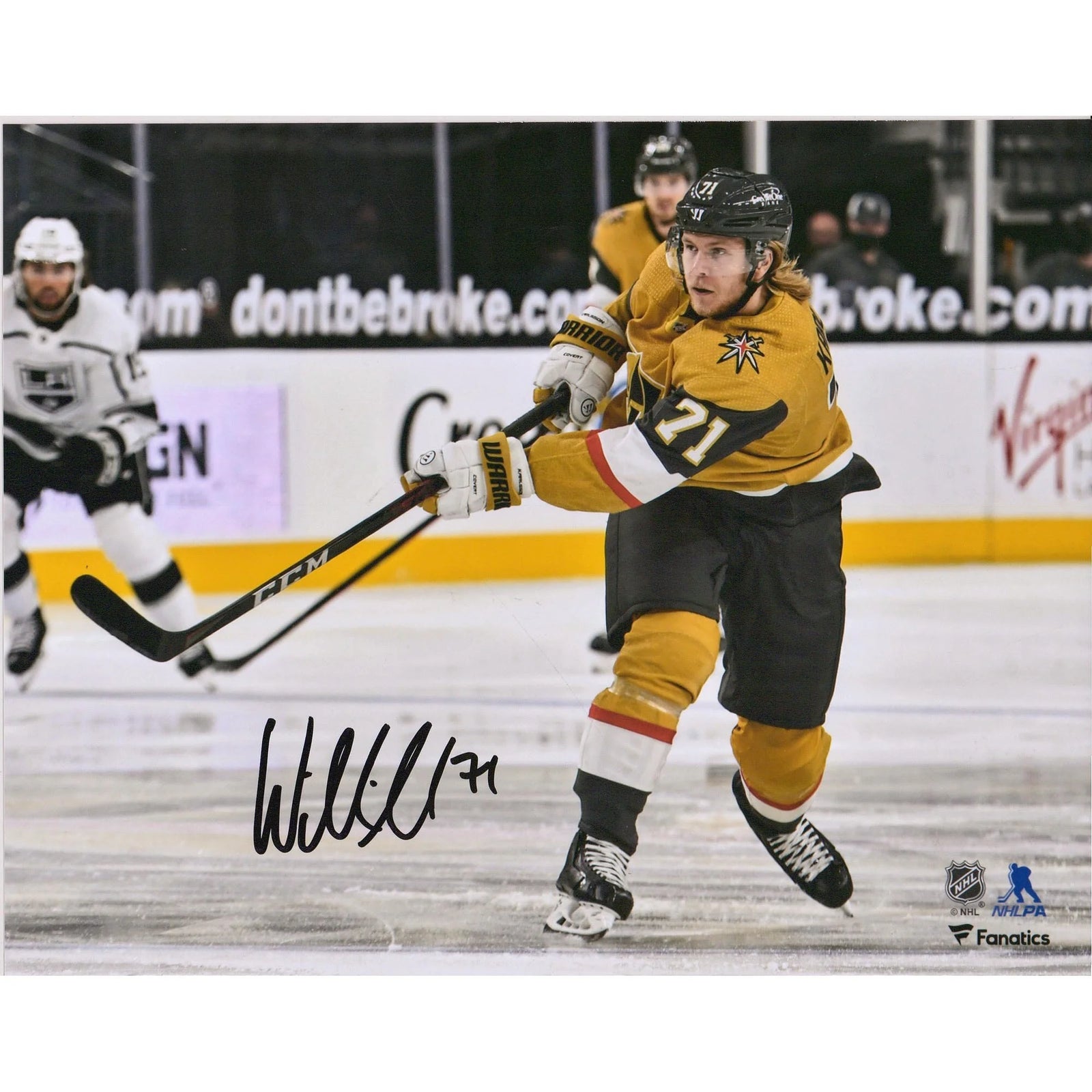 William Karlsson Signed 8 x 10 Gold Jersey Shooting Photograph | Vegas Golden Knights