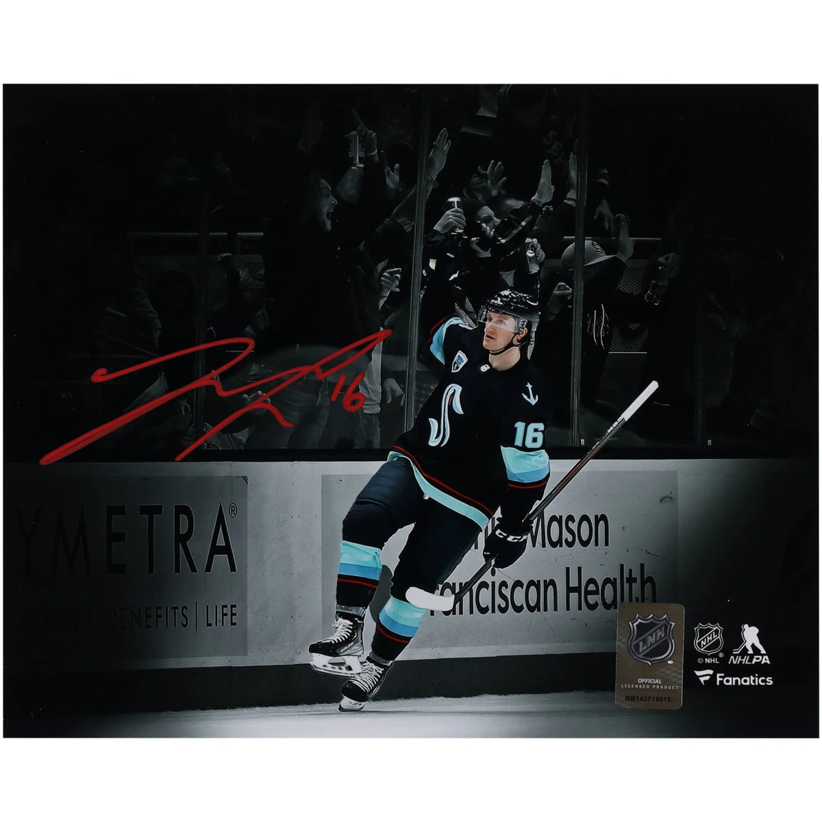 Jared McCann Signed Seattle Kraken 8 x 10 Jersey Spotlight Photograph