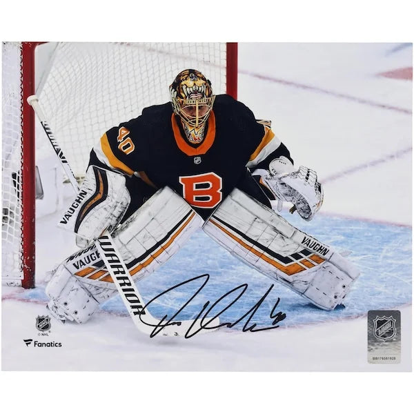 Tuukka Rask Signed 8 x 10 Black Alternate Jersey In Net Photograph | Boston Bruins