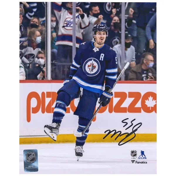 Mark Scheifele Signed Jets 8 x 10 Photo | Navy Jersey Celebration