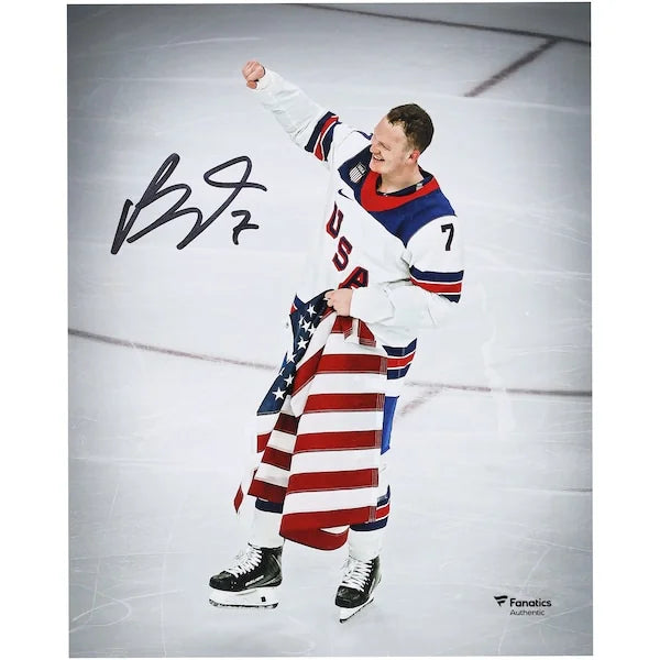 Brady Tkachuk Signed Team USA 8 x 10 Photo | 2026 Olympic Gold Medal