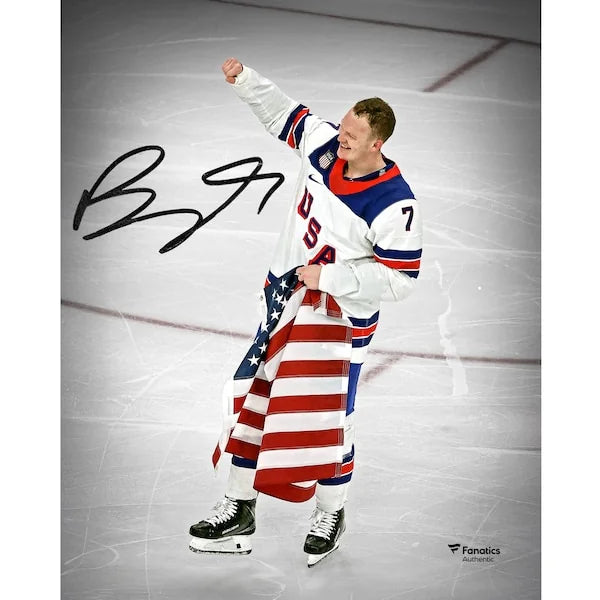 Brady Tkachuk Signed Team USA 8 x 10 Photo | 2026 Olympic Gold Medal