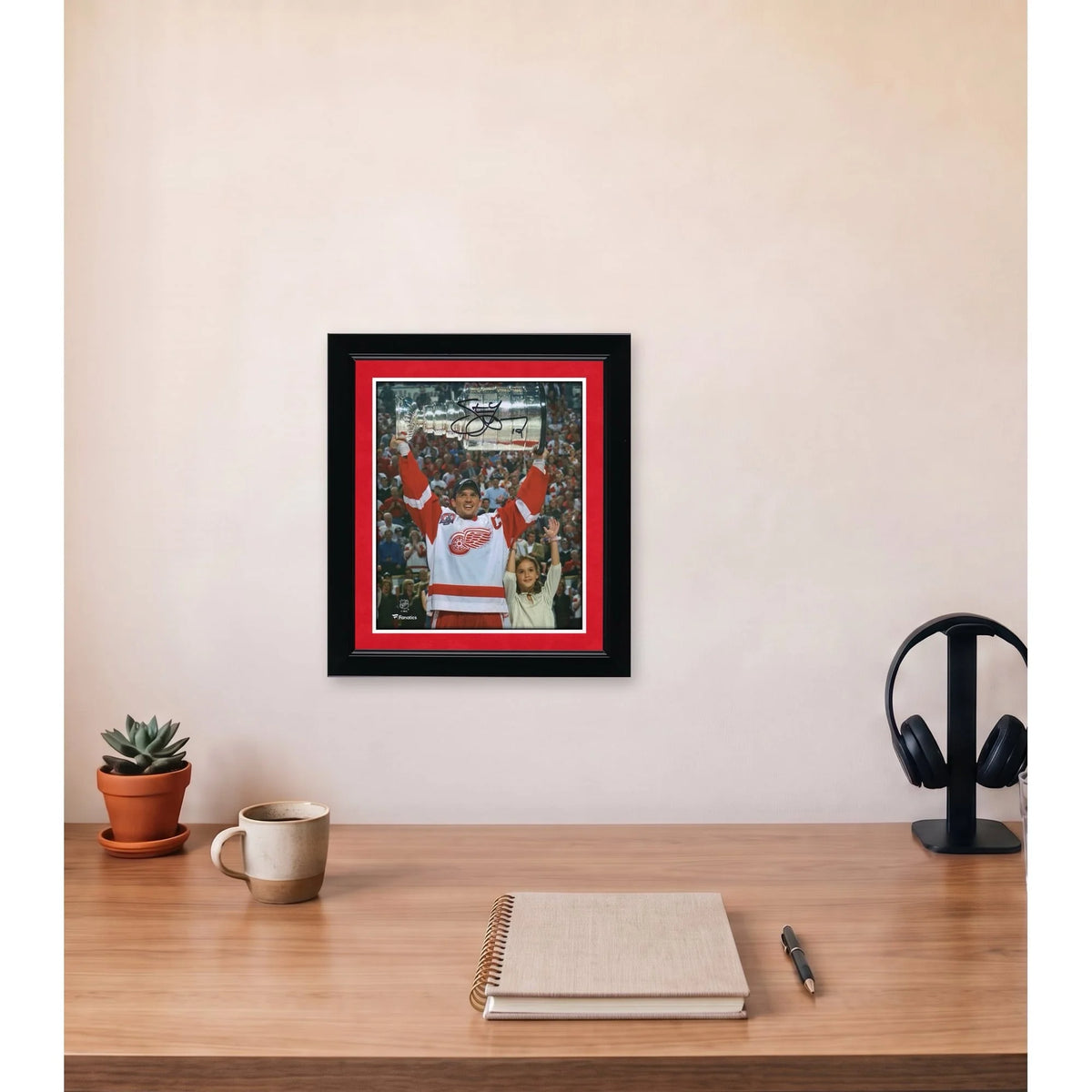 Steve Yzerman Signed Detroit Red Wings 8 x 10 Raising Cup Photograph | W08HKYZ0004
