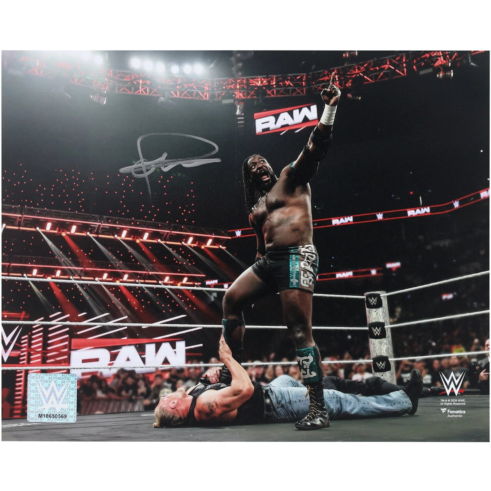 Oba Femi Signed 8 x 10 WWE Photo | Standing Over Brock Lesnar