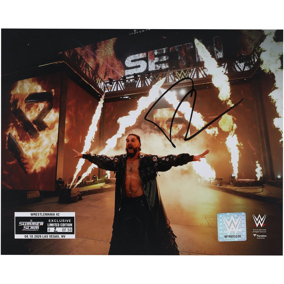 Seth Rollins Signed 8 x 10 Photograph | 2026 SummerSlam Limited Edition | W08WRRO0035