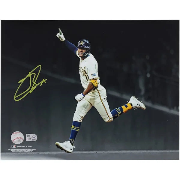 Jackson Chourio Signed 11 x 14 Celebration Spotlight Photograph | Milwaukee Brewers