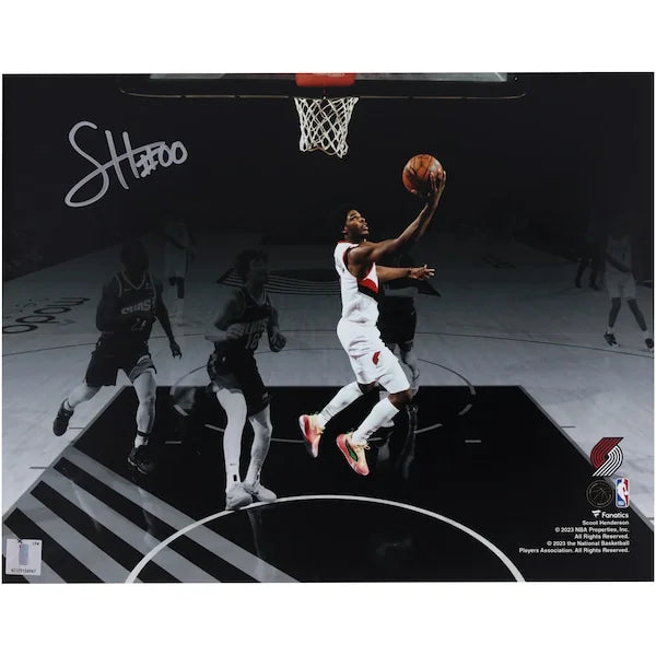 Scoot Henderson Signed 11 x 14 Photograph | Portland Trail Blazers Reverse Layup