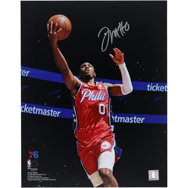Tyrese Maxey Signed 76ers Layup Photograph | 11 x 14 | W11BKMA0007