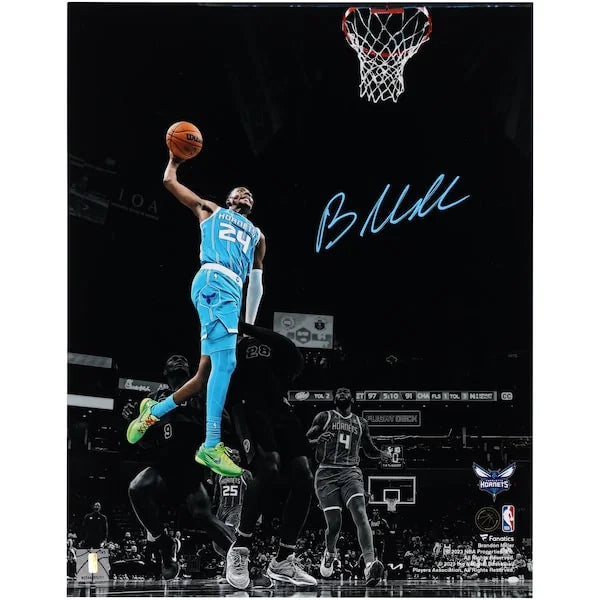 Brandon Miller Signed 11 x 14 Spotlight Dunk Photograph | Charlotte Hornets