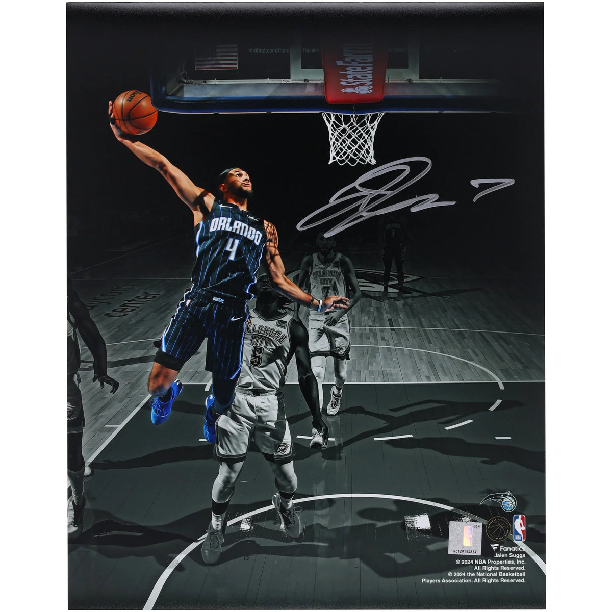Jalen Suggs Signed 11 x 14 Spotlight Dunking Photograph | Orlando Magic