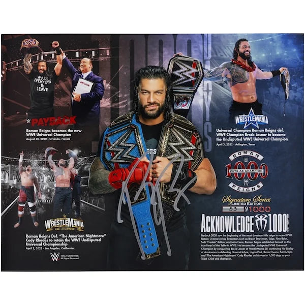 Roman Reigns Signed 11 x 14 Photograph | 1,000 Days Champion