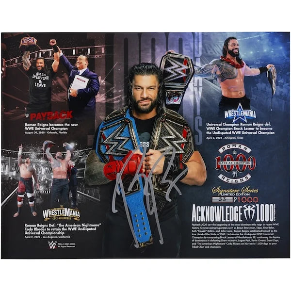 Roman Reigns Signed 11 x 14 Photograph | 1,000 Days Champion